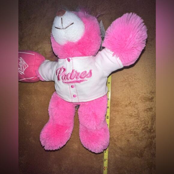 Rare Vintage Genuine Merchandise MLB Padres Finger Bear Pink Stuffed Animal NWT - Picture 10 of 11